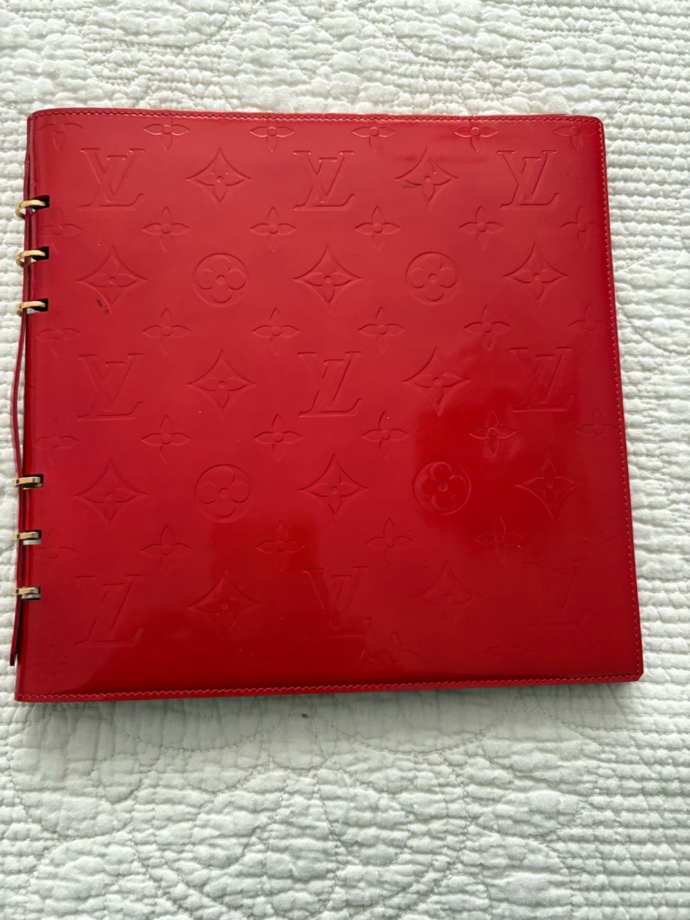 Louis Vuitton Vernis Ring Agenda Binder Red Auth